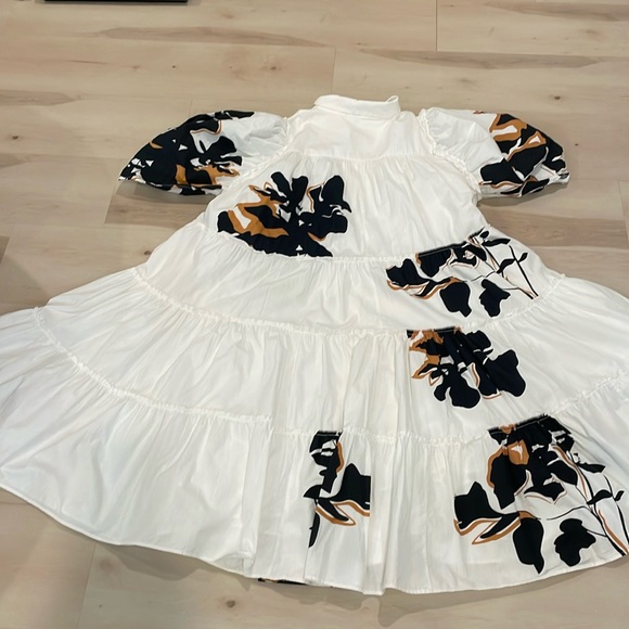 Anthropologie forever that girl puff sleeve shirt dress white & black fl… - Picture 9 of 10
